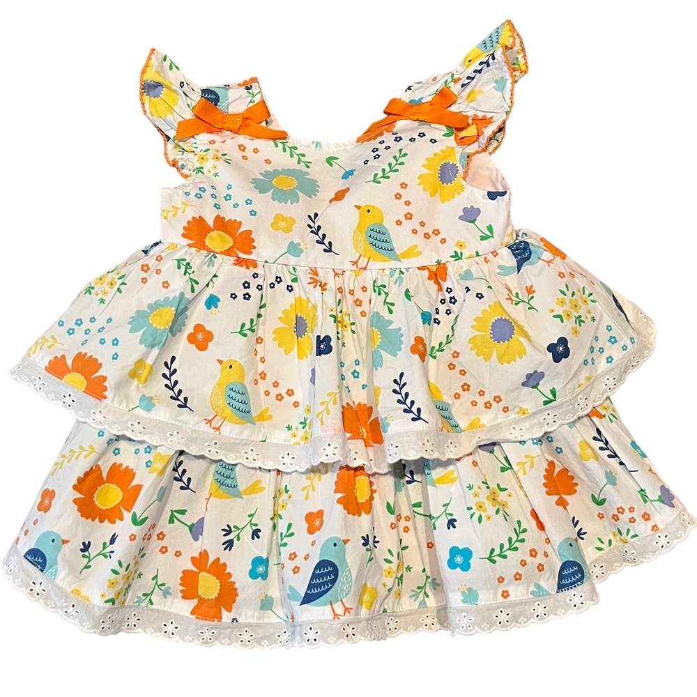 Goodlad toddler tiered dress with flower and bird print size 2t